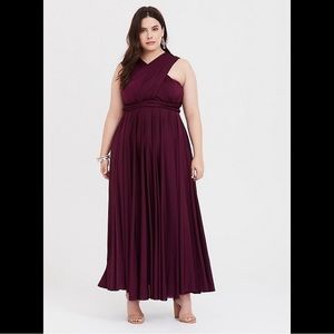 Torrid 4x SPECIAL OCCASION BURGUNDY SHINY KNIT CONVERTIBLE MAXI DRESS